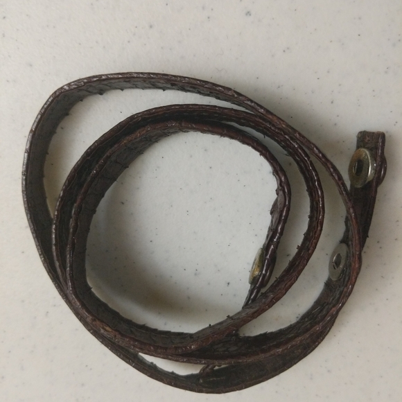 Snakeskin Leather Purse Convertible Shoulder Bag To Clutch Brown - Picture 8 of 12